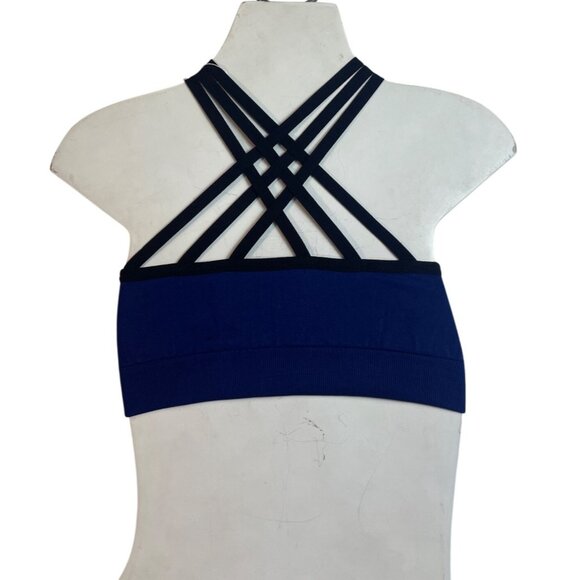 Vibe Sports Strappy Blue Sports Bra Womens Large Nylon/Spandex - Picture 2 of 7